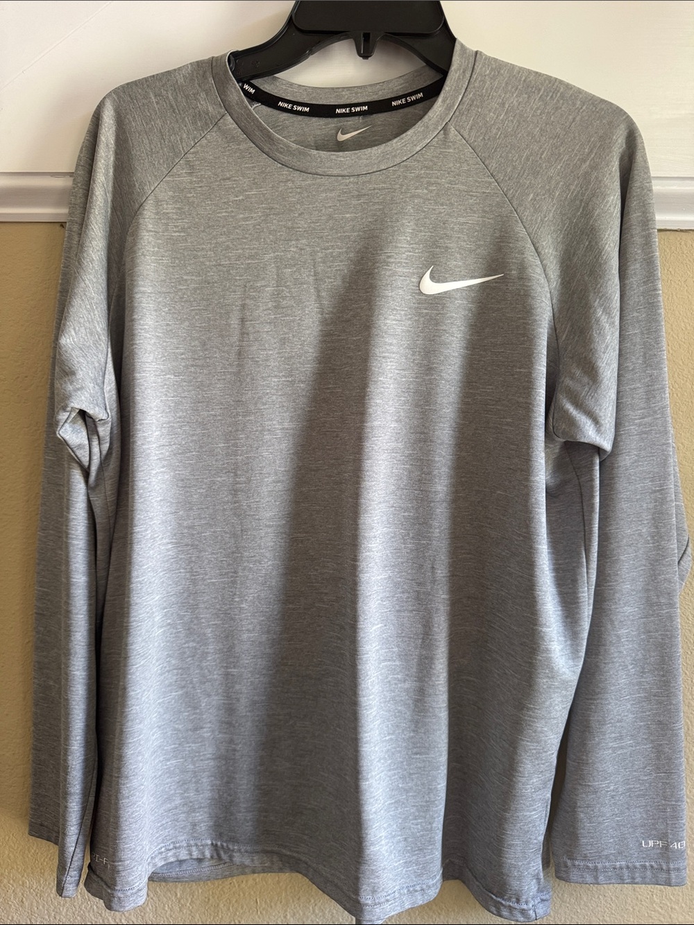 Nike Men’s Long-Sleeve Athletic Tee - Light Gray with White Swoosh